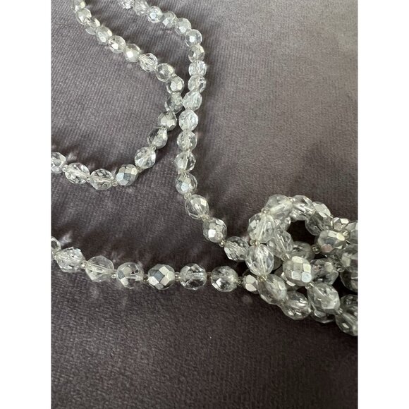 VTG Elegant Long Double-Strand Clear Crystal Bead Necklace - Picture 2 of 9